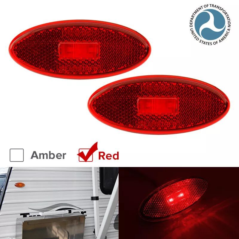 2PCS 12V LED Trailer Oval Marker indicator Side Clearance Lights Auto RV
