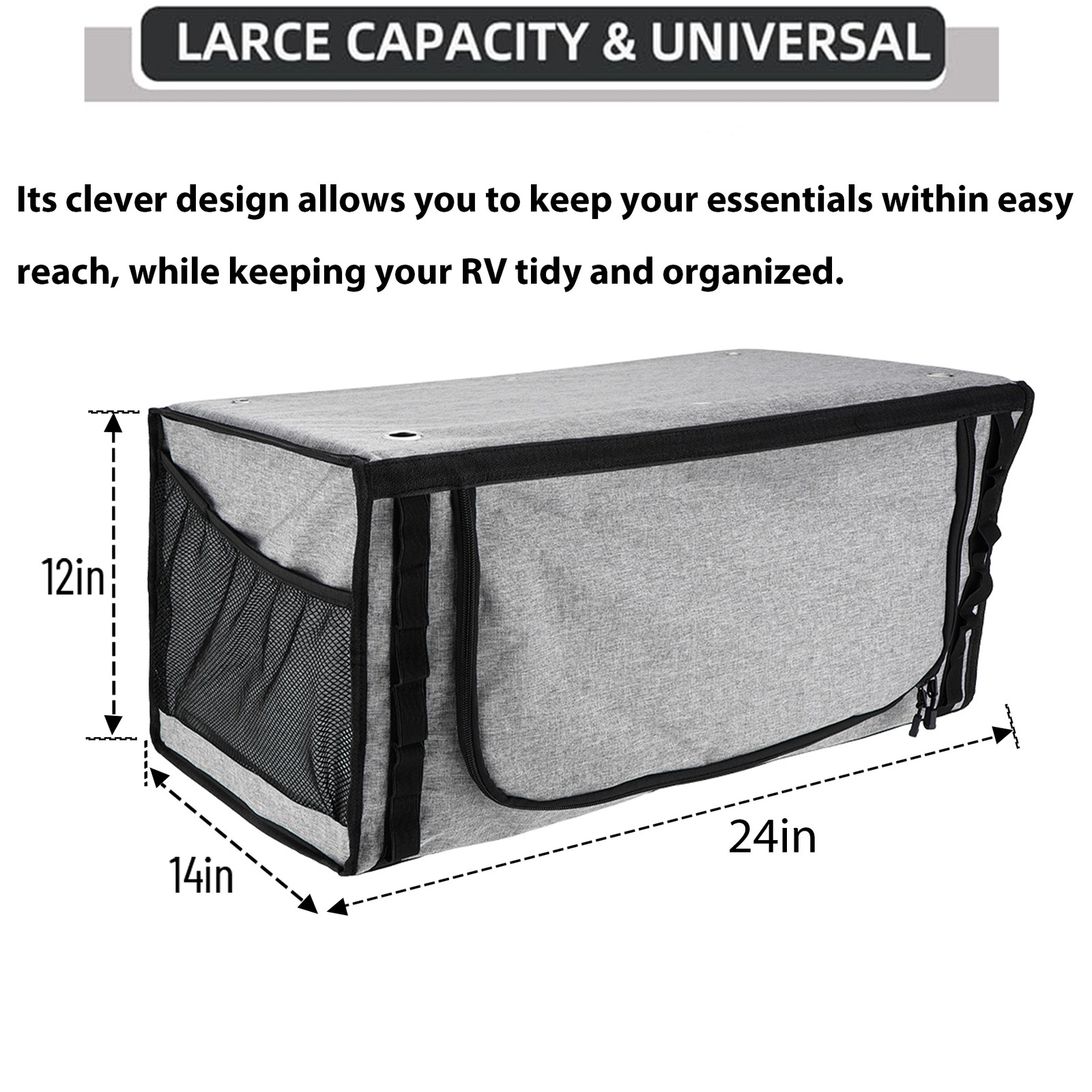 RV Overhead Soft-Sided Storage Cabinet 24″ For Benz Sprinter & Ford Transit vans