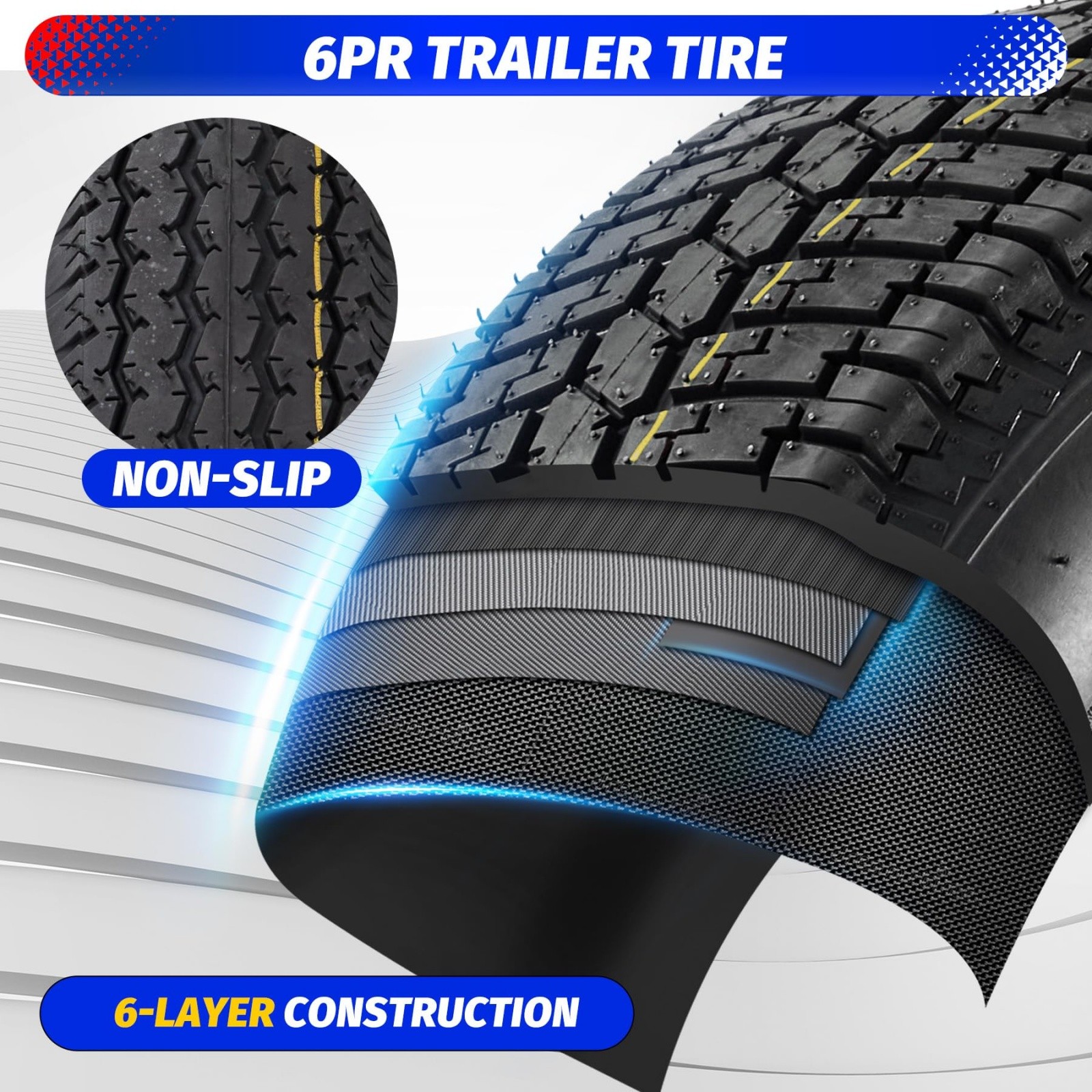 2 Pack 4.80-12 Trailer Tires with 12″ Rims 5 Lug on 4.5″ Center Bore 2.95″ 6Ply
