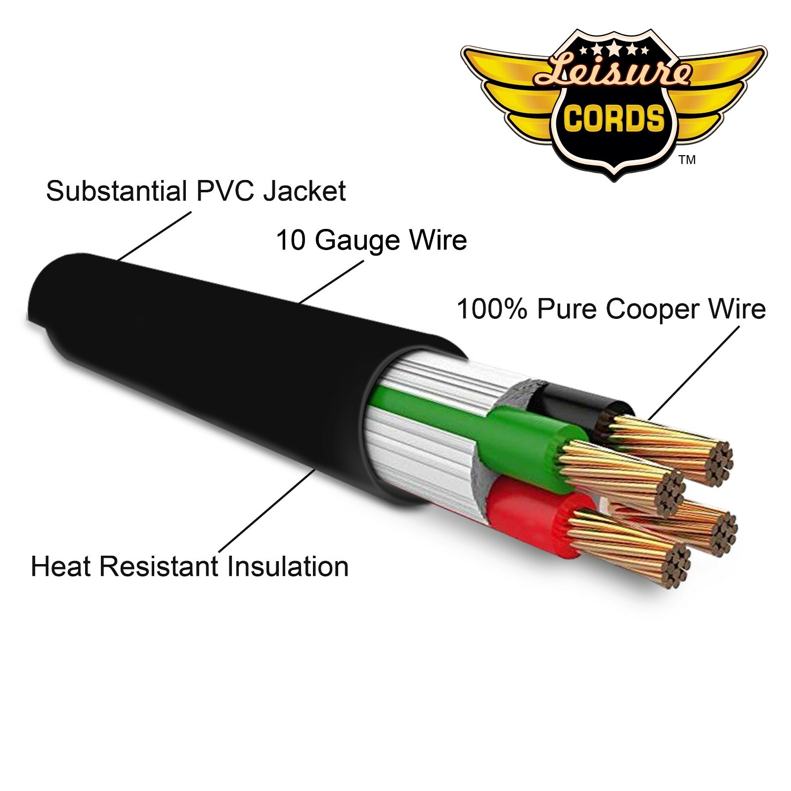 Generator Adapter Cord 10’ 4 Prong Power Cable 10/4 Tri 15 Amp Adapter Plug