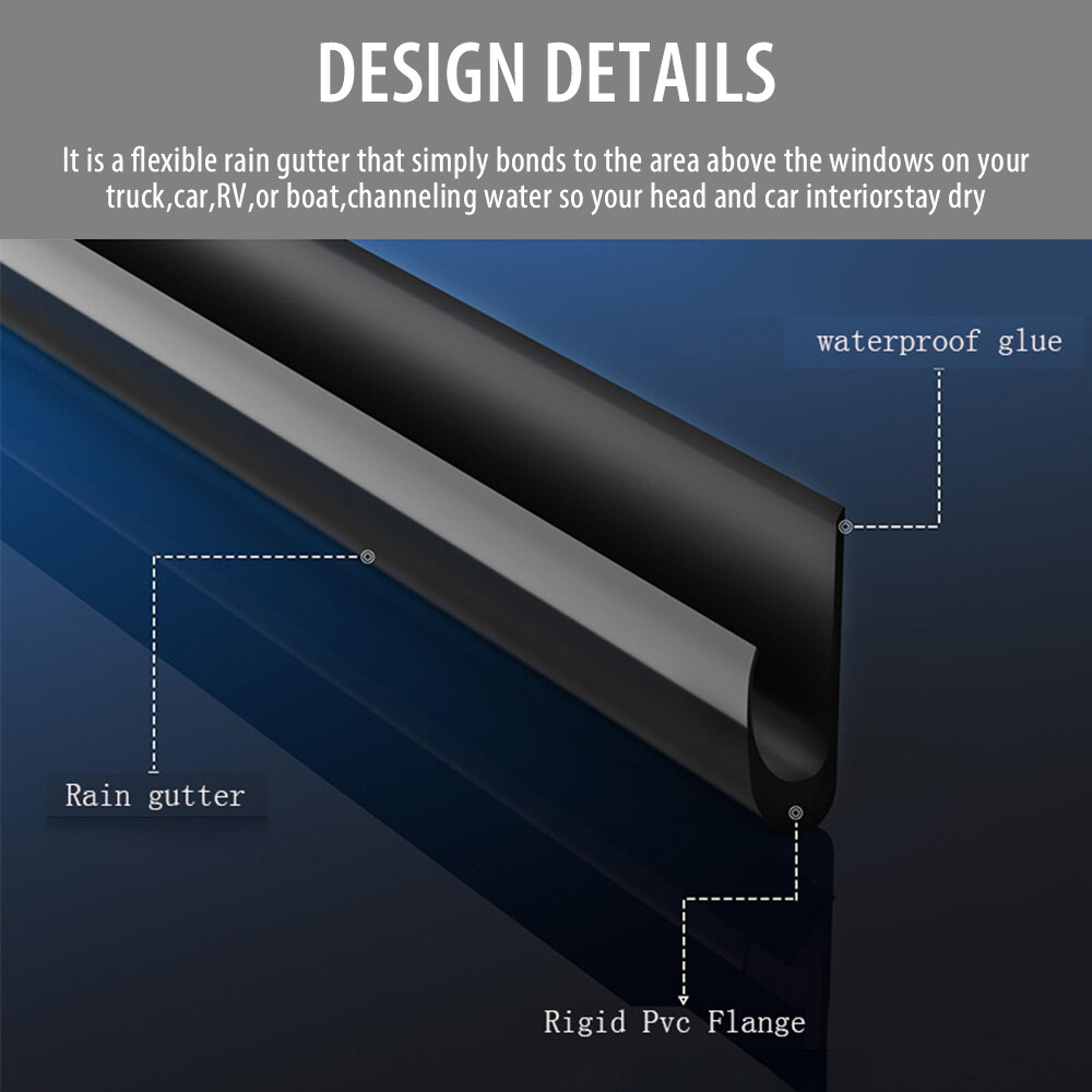 4.9M RV Rain Gutter 1/2 Inch Plastic Drip Rail PVC Rain Strip Roof Rain J Shape