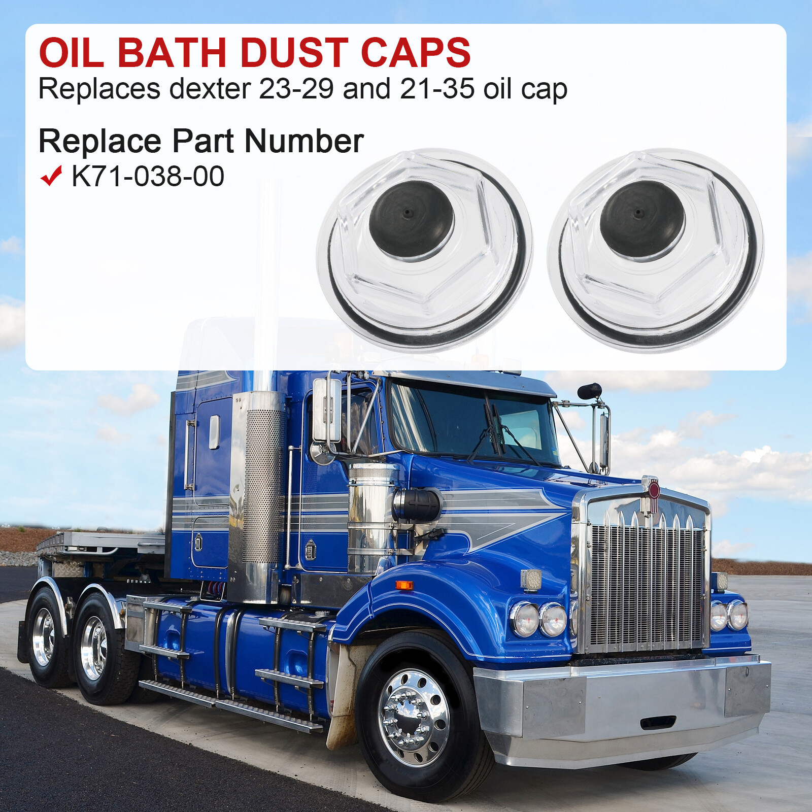 2x 2-7/8″ Oil Bath Cap 21-35 Trailer Axle For Dexter 6K 7K 8K 8-286 8-285 8-219