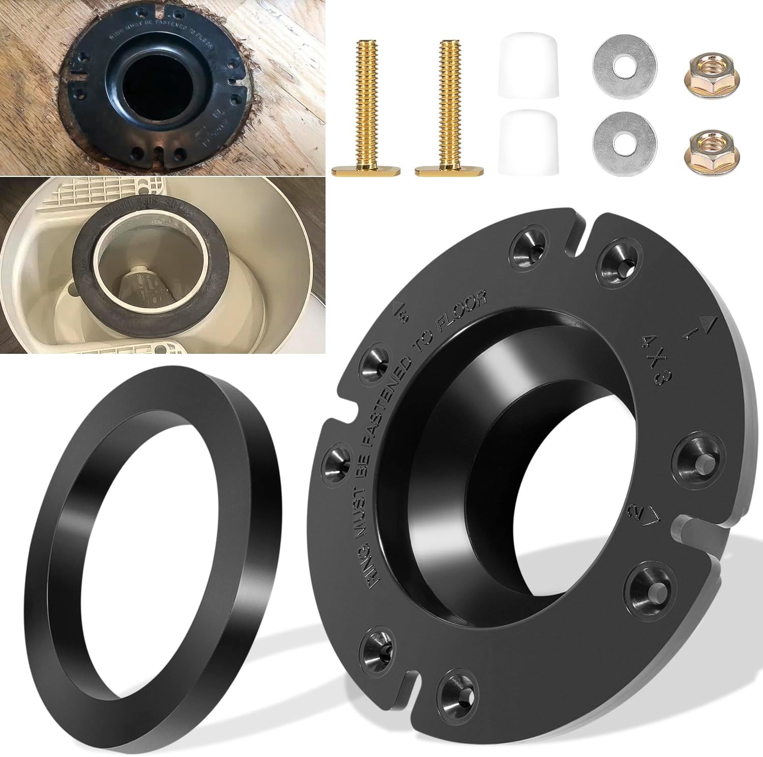 385345892 3″ Socket Toilet Floor Flange Kit & RV Toilet Seal Gasket for Dometic