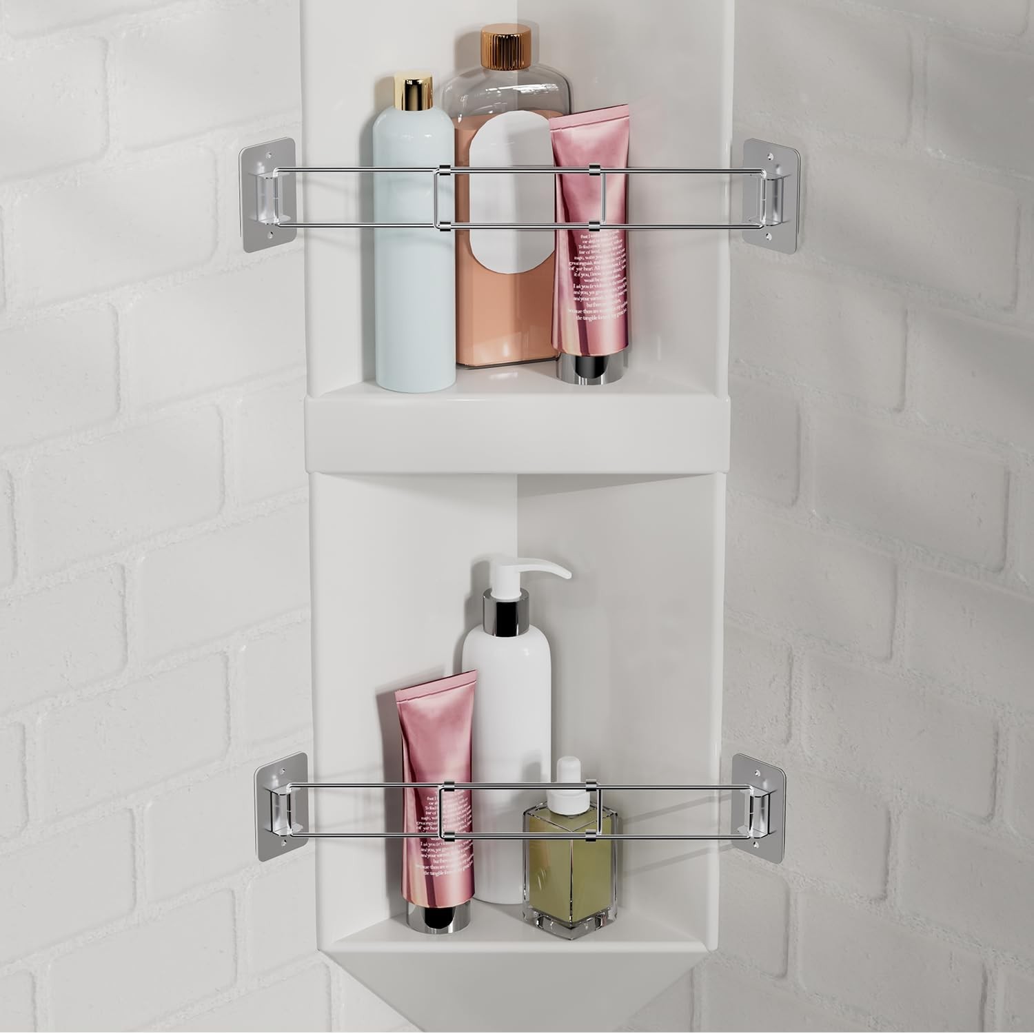 RV Shower Corner Storage Bar, 7.9-13.7 inches RV Bathroom Travel Trailer Storage