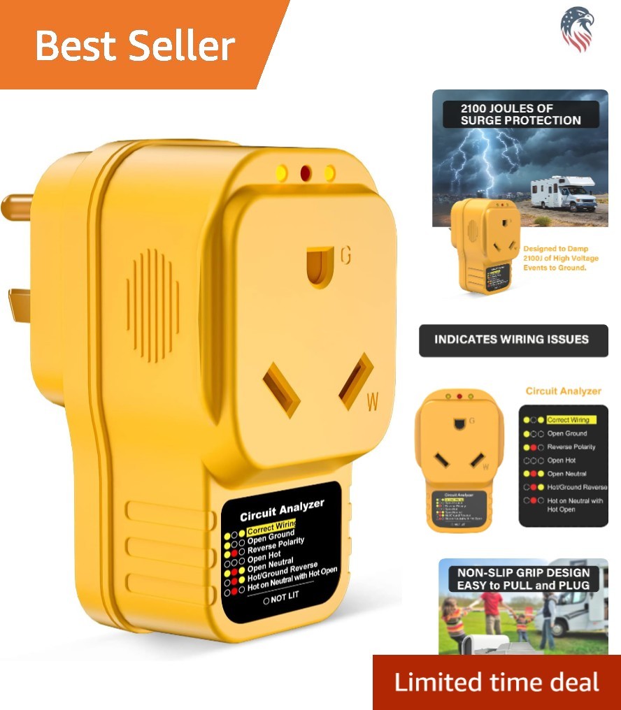 30 Amp RV Surge Protector with Circuit Analyzer 2100 Joules Plug-in Compatibi…