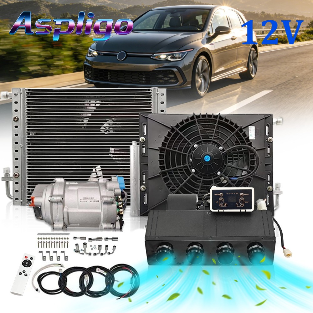 Aspligo Remote Control 12V Panel Electric Cooling Underdash Air Conditioner Kits