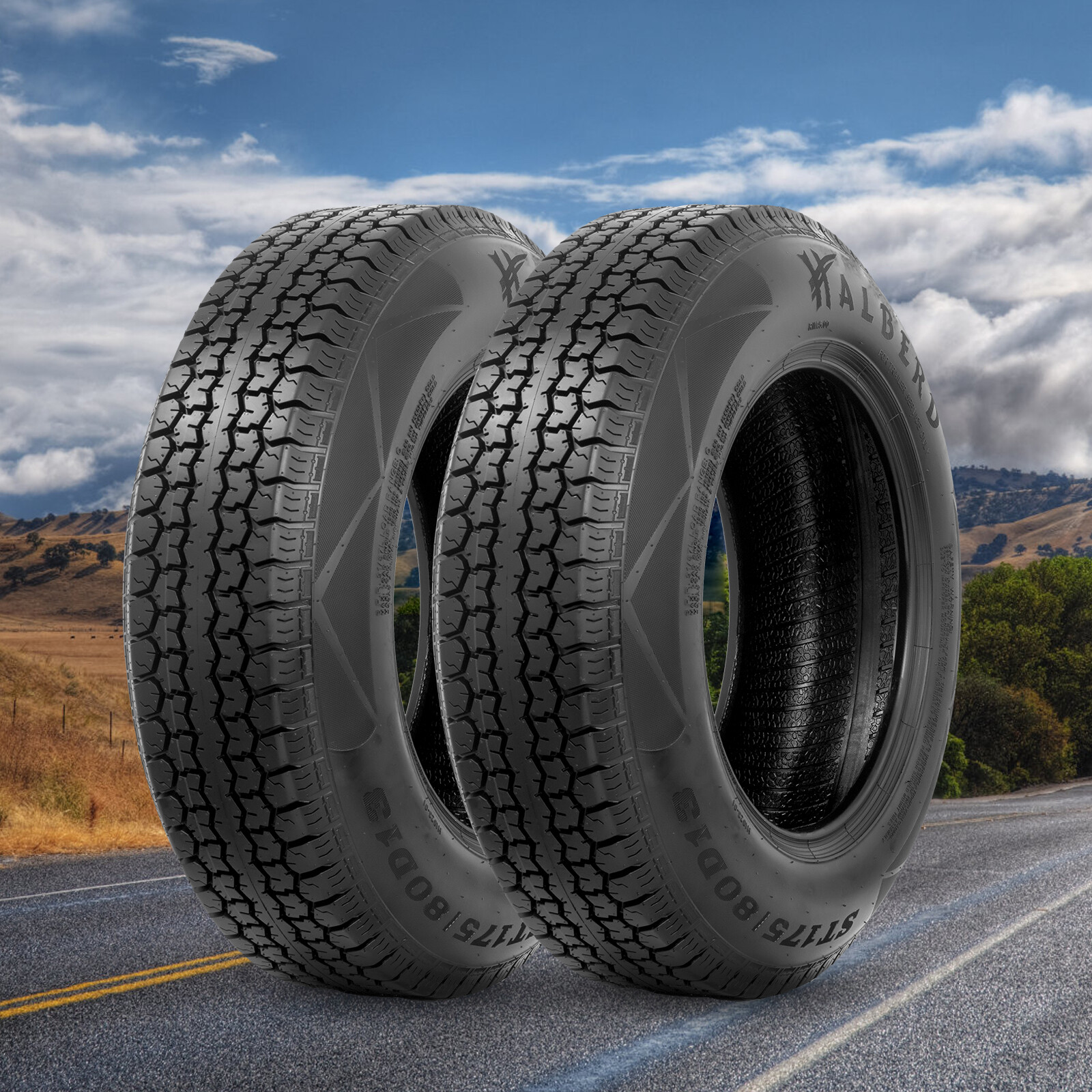 Set 2 ST175/80D13 Trailer Tires 6PR 175 80 13 Load Range C Heavy Duty Tubeless