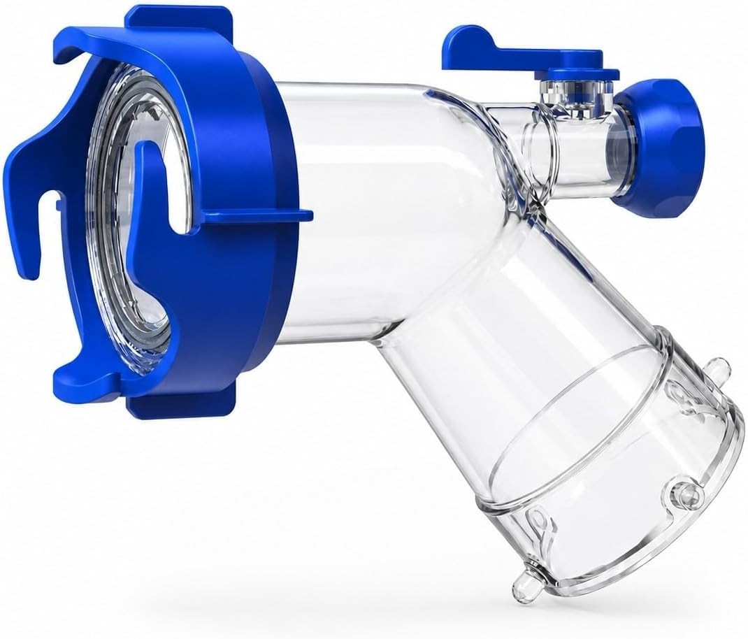 RV Tank Rinser, Clear 45 Degree RV Sewer Hose Adapter with Shut-Off Valve 3-Inch