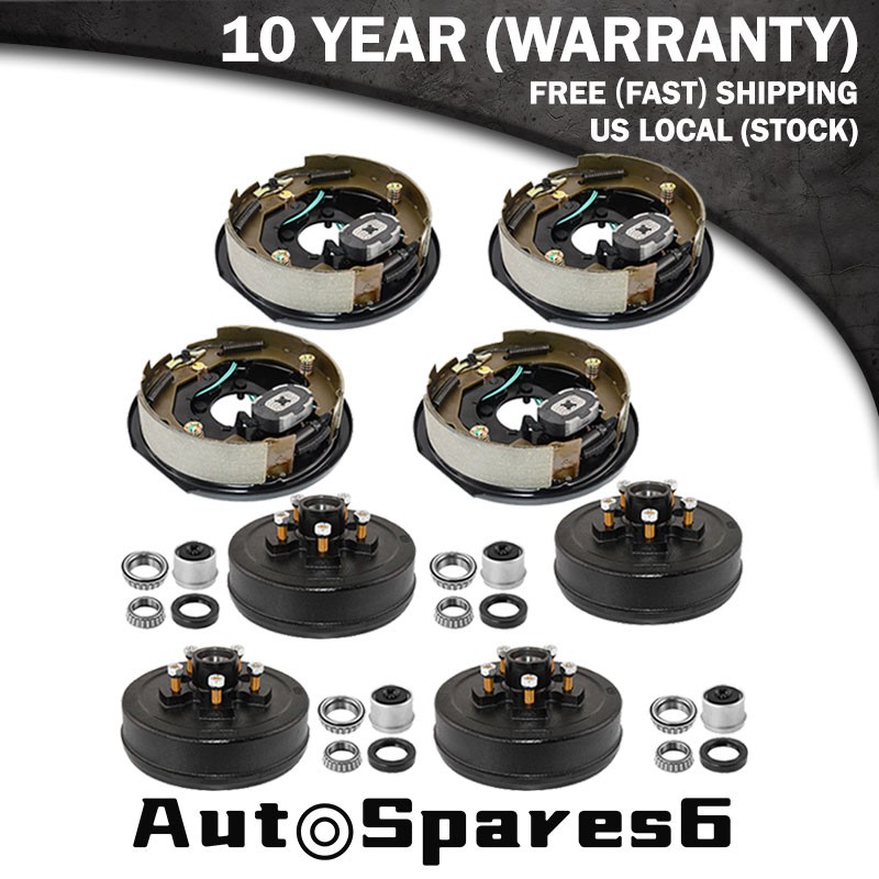 8x Trailer 5 on 5 Hub Drum Kits with 10″x2-1/4″ Electric Brakes For 3500lb Axle