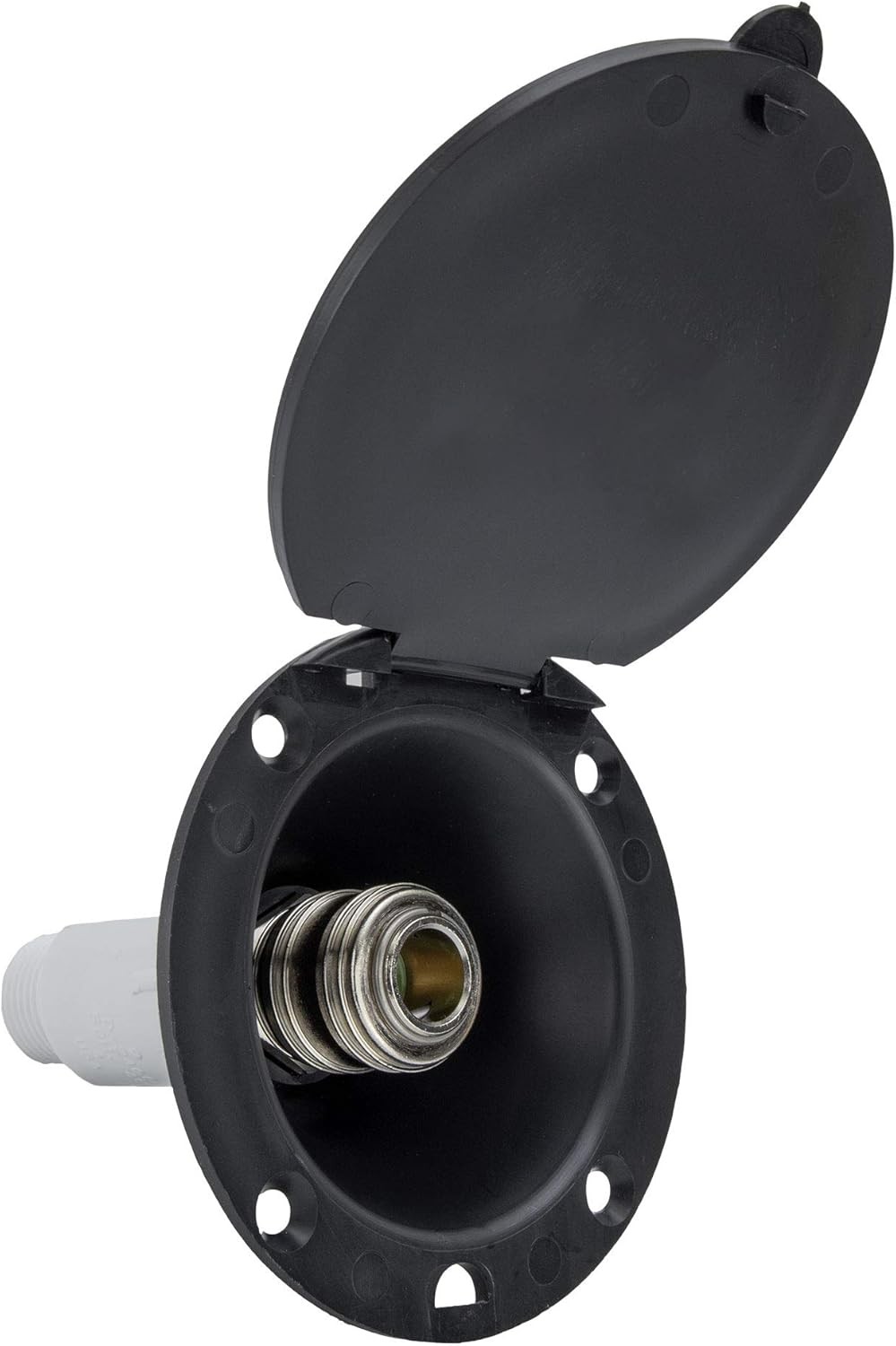 RecPro RV Exterior Spray Port Hook-Up Connector | Optional Hose Black, Black
