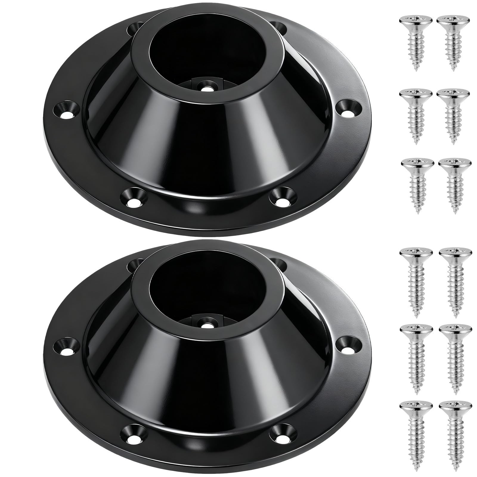 2 PCS RV Table Base Mount Black Plastic Camper Leg Replacement Screws Bracket