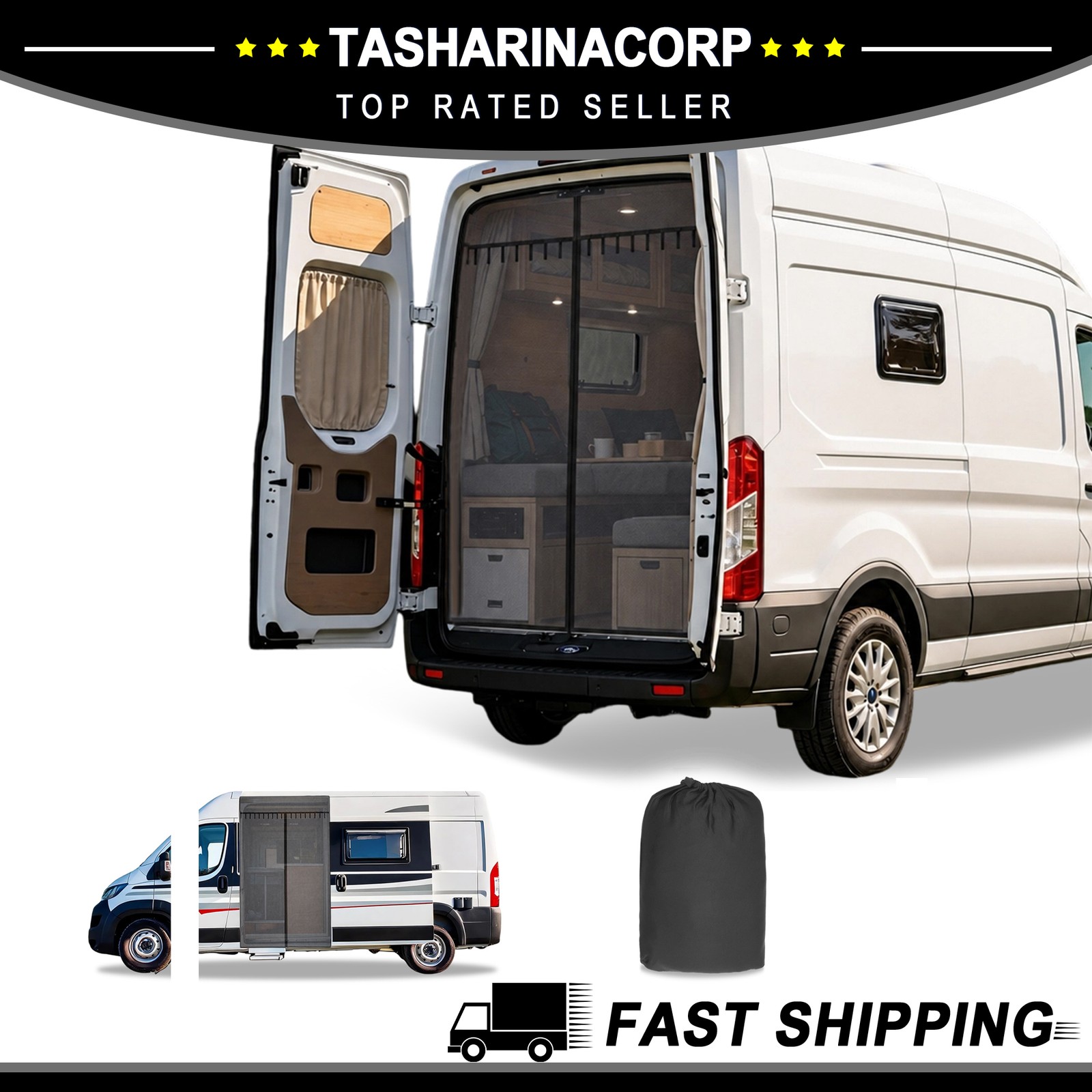 Magnetic Mosquito Screen Side Door for Ram Promaster for Ford Transit 82.7″x65″