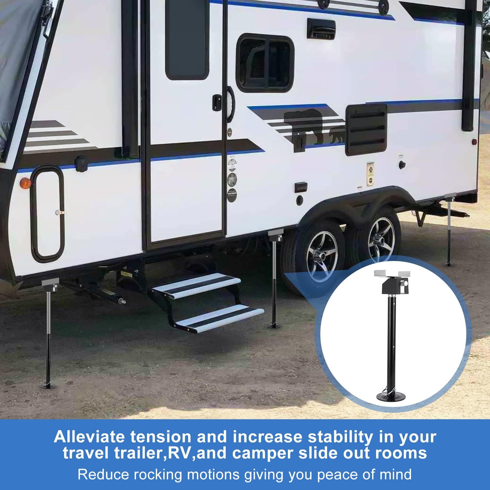 SET 4 Heavy Duty 5000lbs RV Stabilizer Jacks for Camper Travel Trailer RV Jack