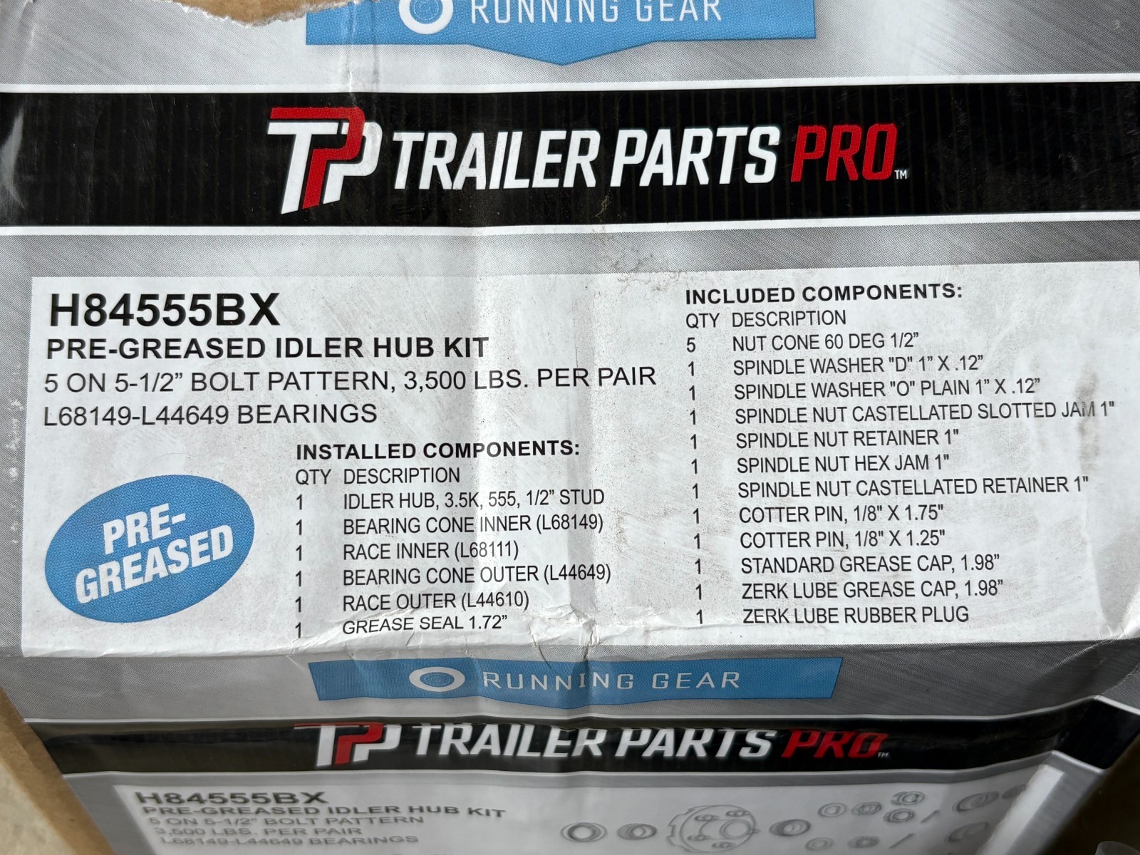 Trailer Parts Pro H84555BX Pre-Greased Hub Assembly 5 on 5.5″ Pattern 3K Axles ^