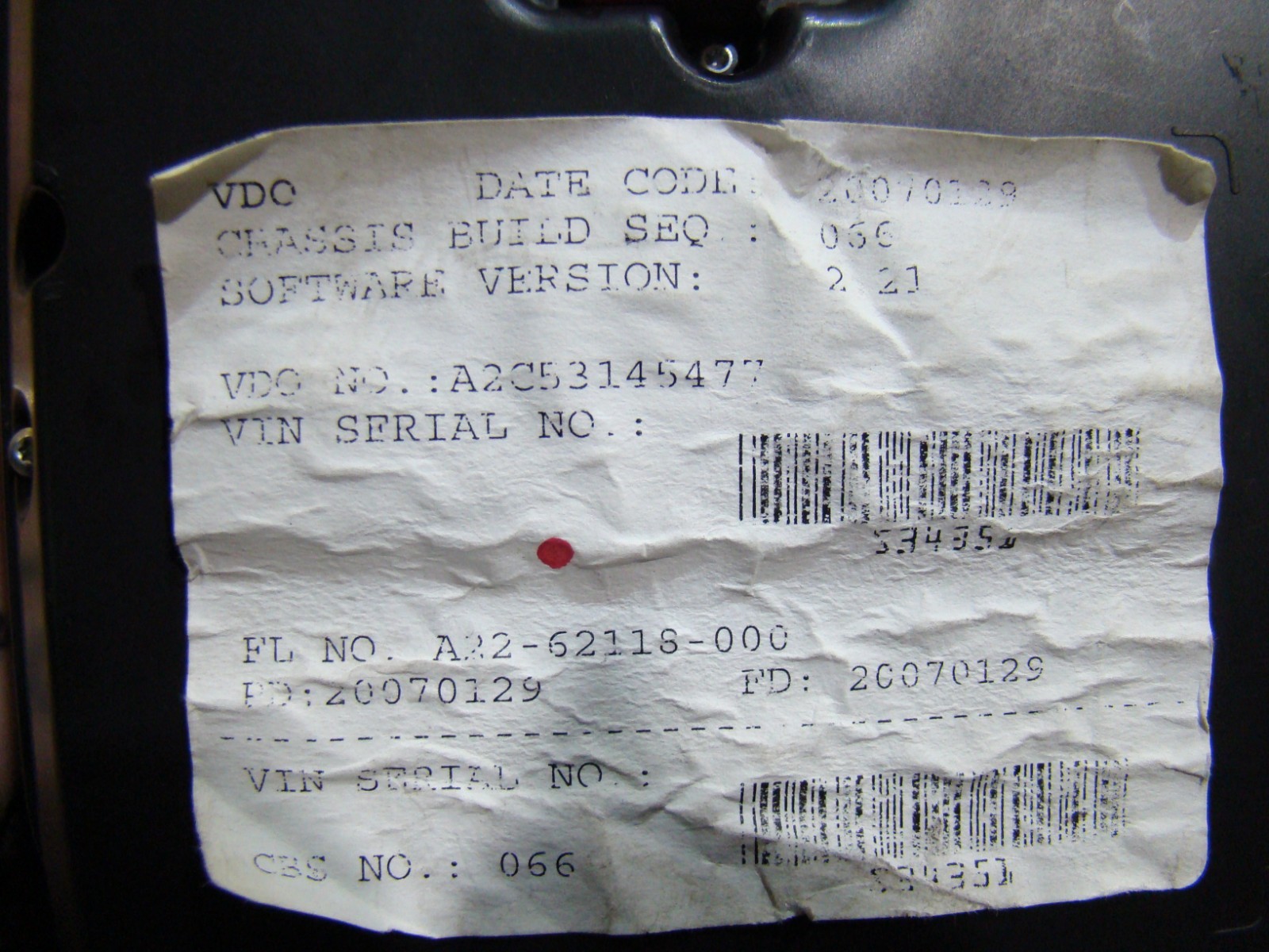 USED RV/MOTORHOME DASH INSTRUMENT CLUSTER VDO P/N: A2C53145477