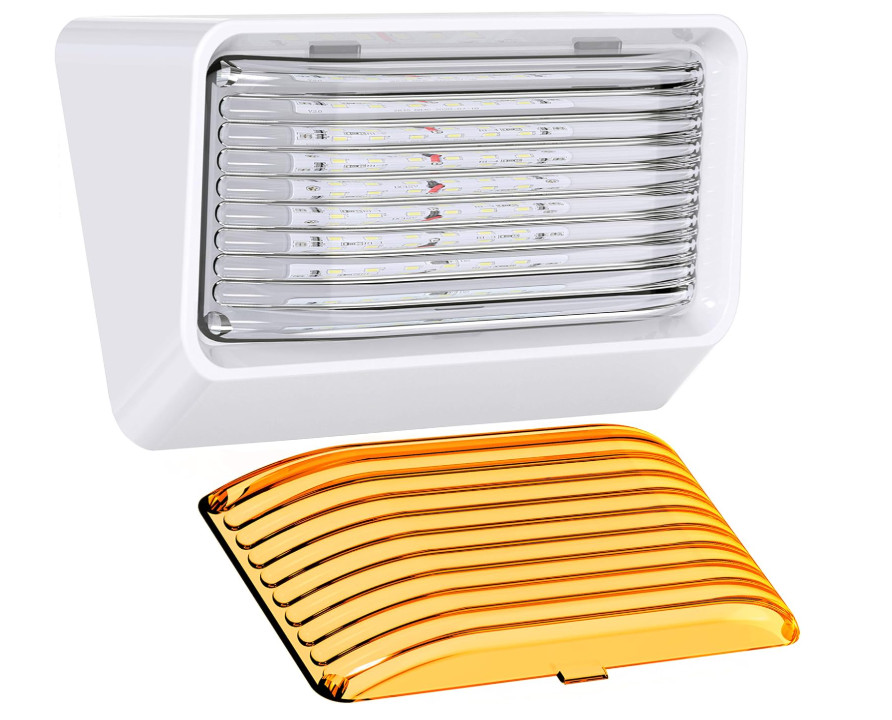 12V LED RV Porch Light Camper Trailer Motorhome Outside Light White Amber