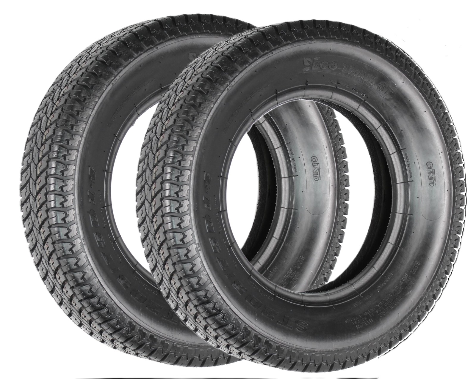 2-Pack Trailer Tires ST205/75D14 14 Inch Deep Tread Bias Ply Tire Load Range C