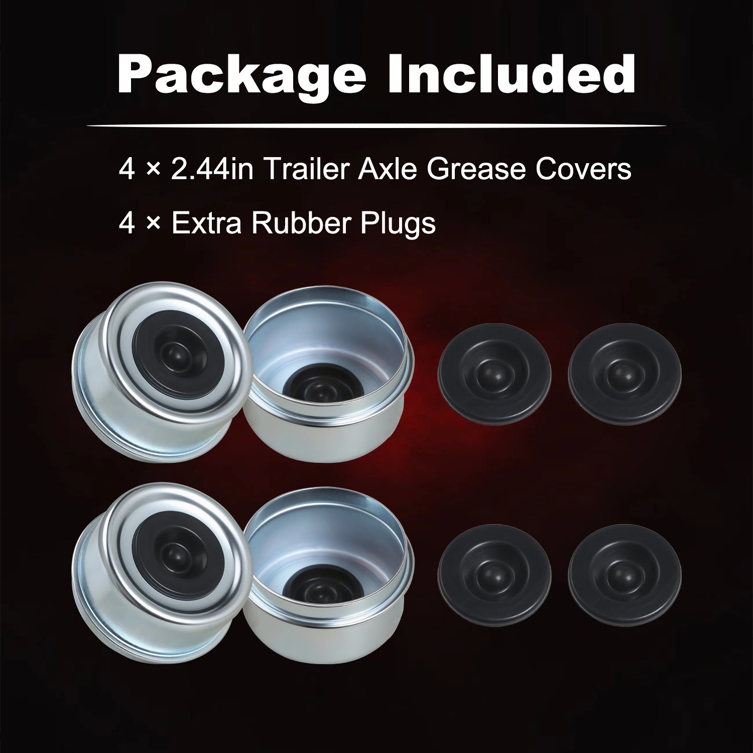 2.44″ 4x Dust Cap Trailer Axle Hub Grease Cover Rubber Plug for Dexter EZ Lube