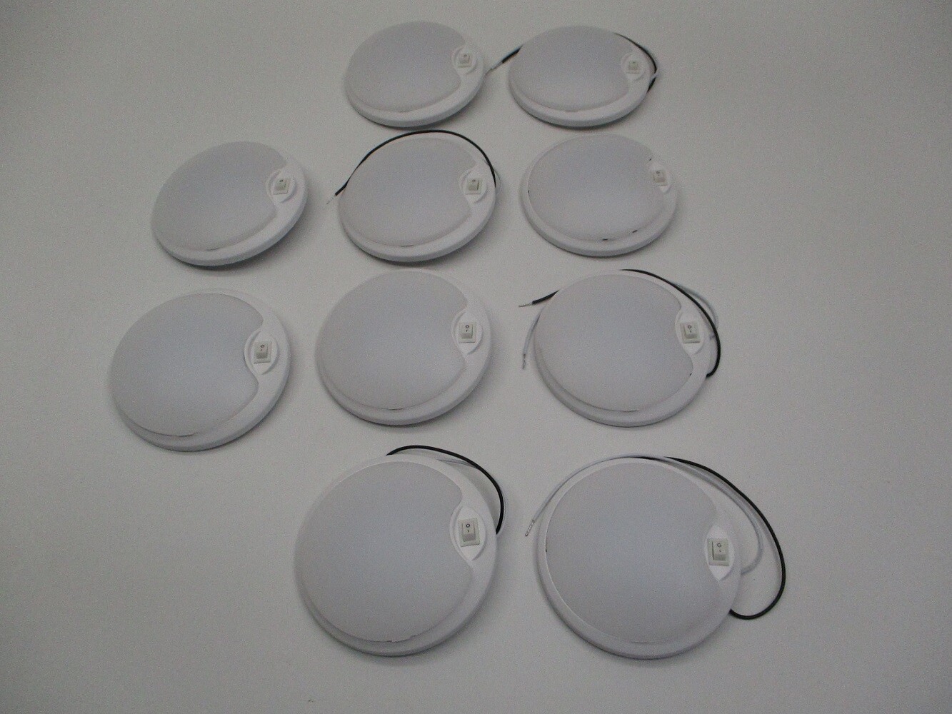 (10) White 12 LED 4.5-inch Round Camper RV Trailer Utility Dome Lights / Switch