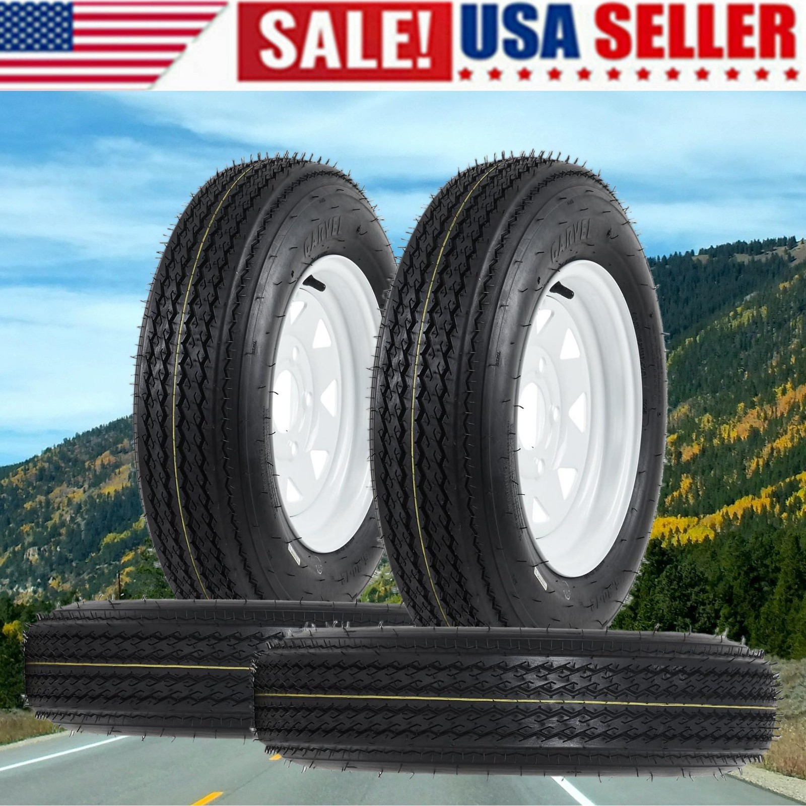 ⚡4 PCS Trailer Tires 5.30-12 5.30×12 530-12 530 12 with 12″ Rim 5 Lug on 4.5″ 6P