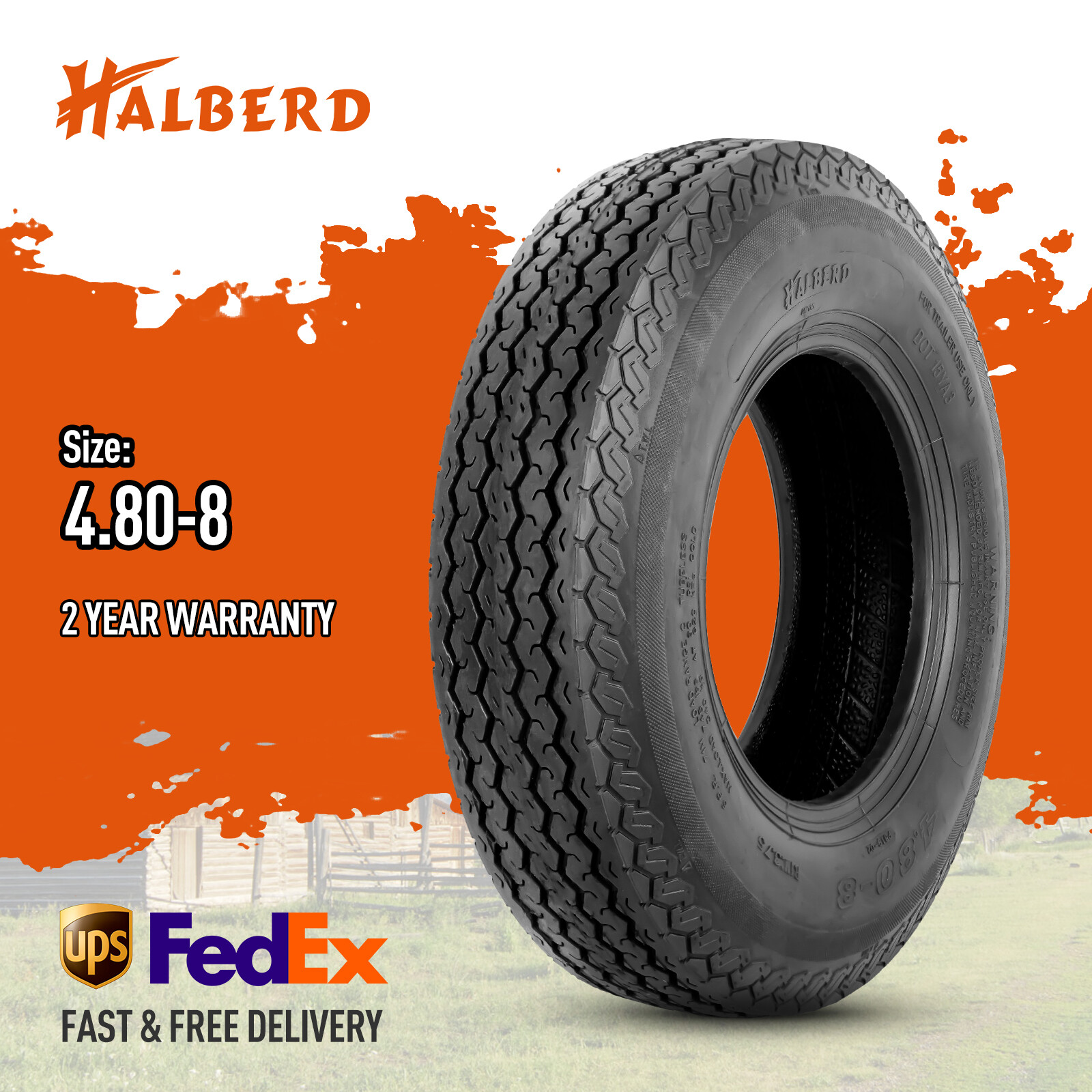 4.80-8 Trailer Tires 6Ply 4.80×8 4.8-8 480-8 Load Range C Heavy Duty Tubeless US
