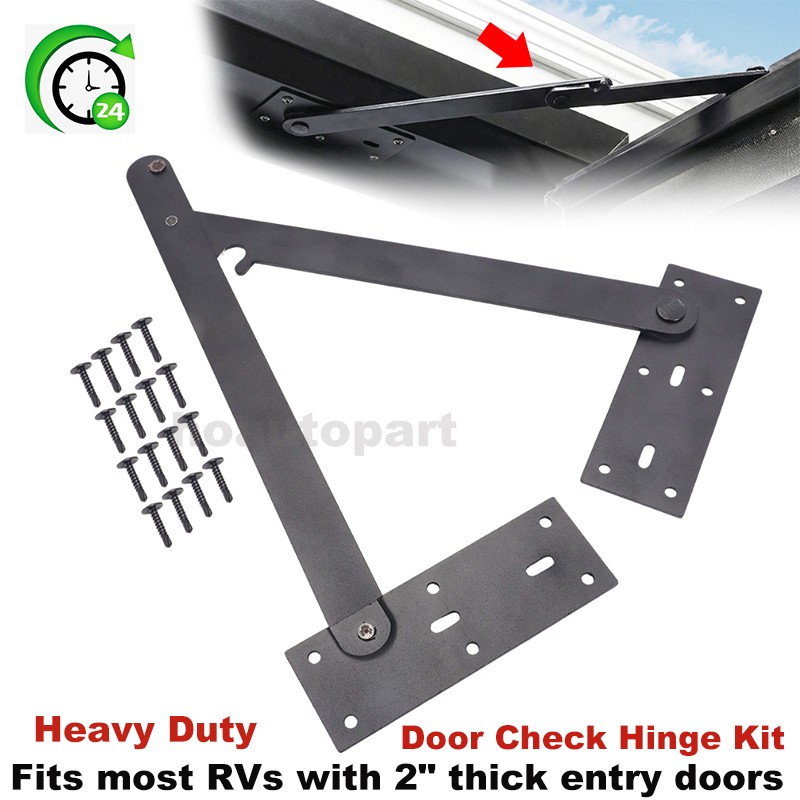 Door Check Hinge – Door Catch Stop For RV Camper, Trailer Entry Doors 2″ Thick