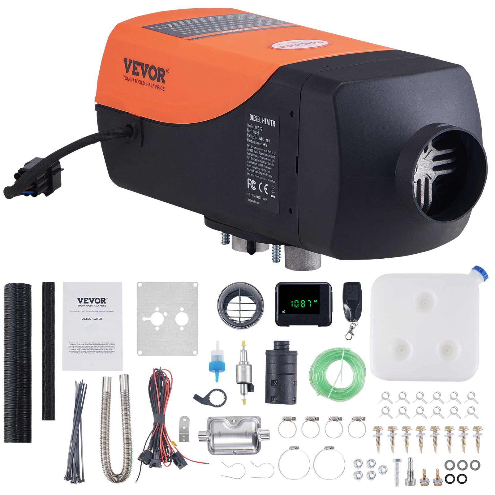 VEVOR Diesel Air Heater 12V 2KW LCD Display Remote Control for Car Bus RV Garage