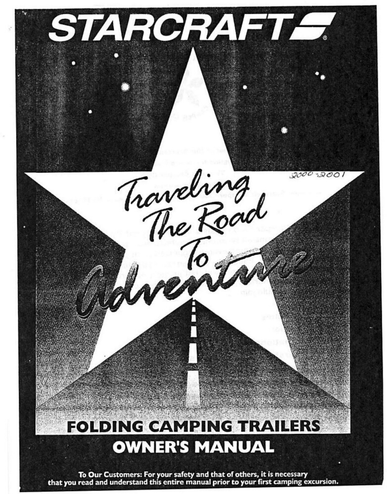 2001 Starcraft Folding Camping Popup Trailer Owners Manual