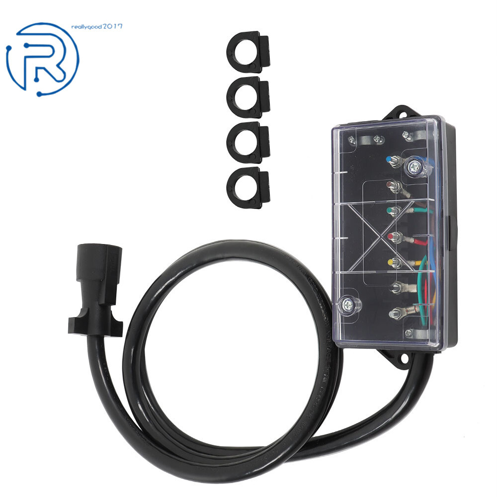 7 Way Trailer Cable with 7 Pin Plug and 7 Gang Junction Box For RV Trailer 6/8FT