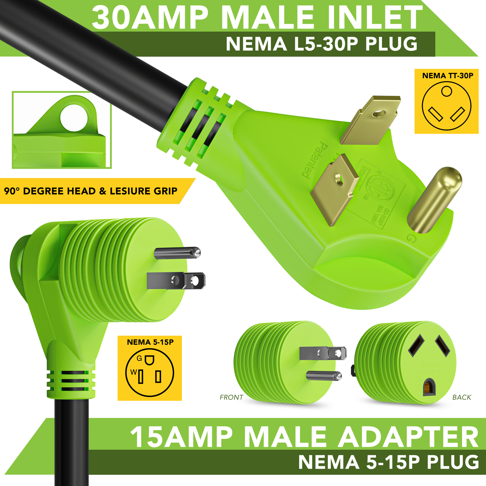 10FT Foot 30A Amp RV Extension Cord Trailer Motorhome Camper Power Supply 30 A