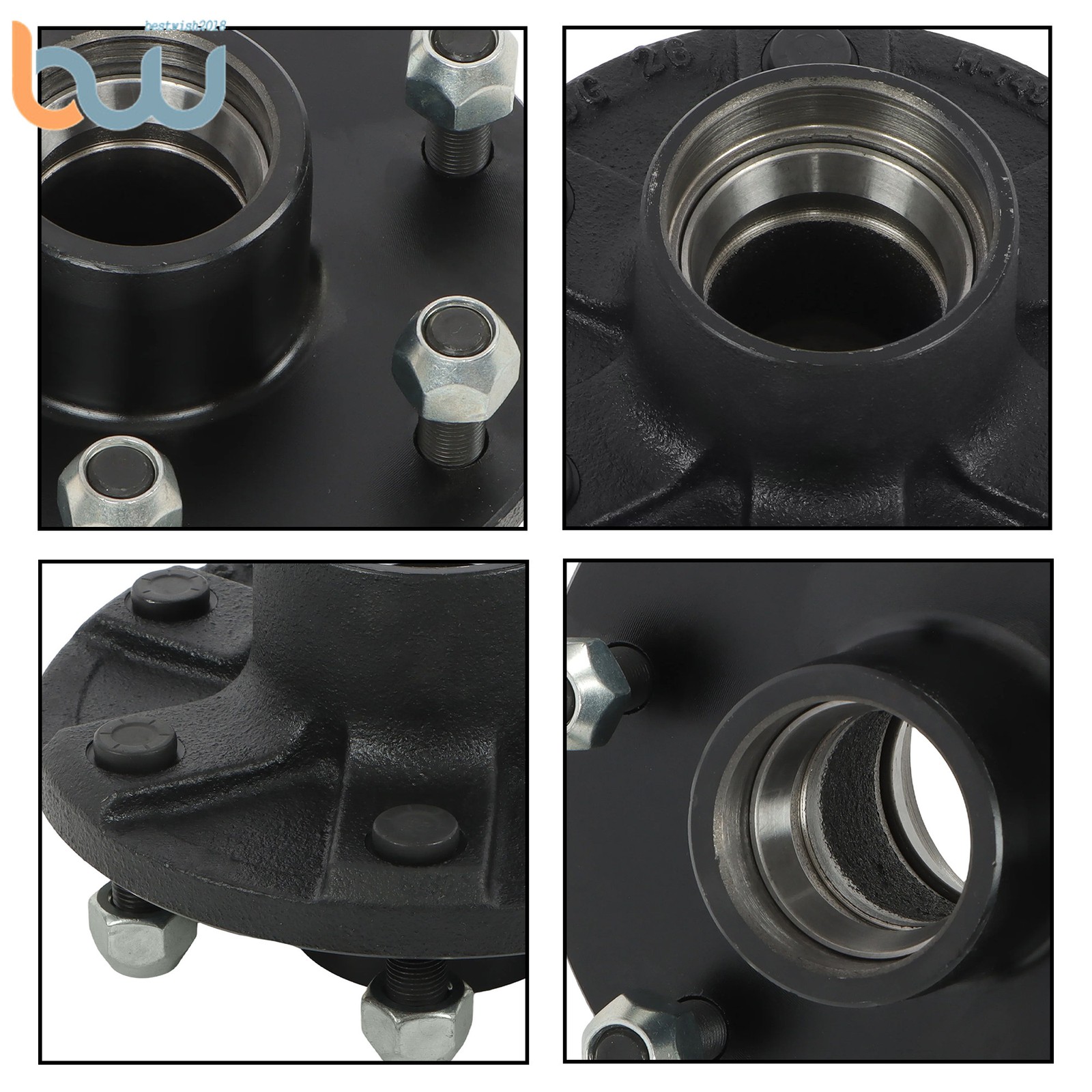 6 Lug Trailer Idler Hub Kit 6 on 5.5″ Round Trailer Spindle #84 2000 lbs Axle