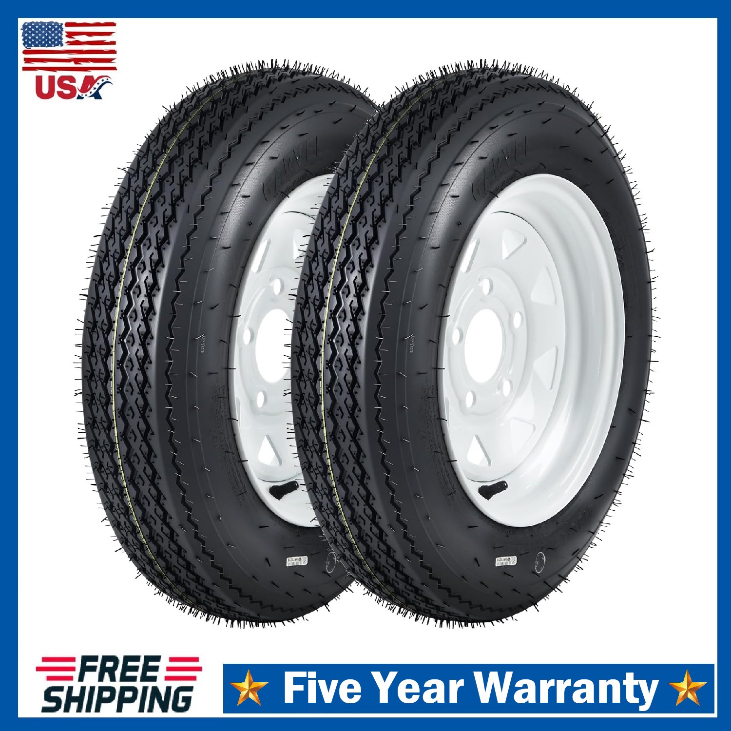 2pcs Trailer Tires and Wheels 4.80-12 4.80×12 480-12 6PR Rims Load Range C 5 Lug