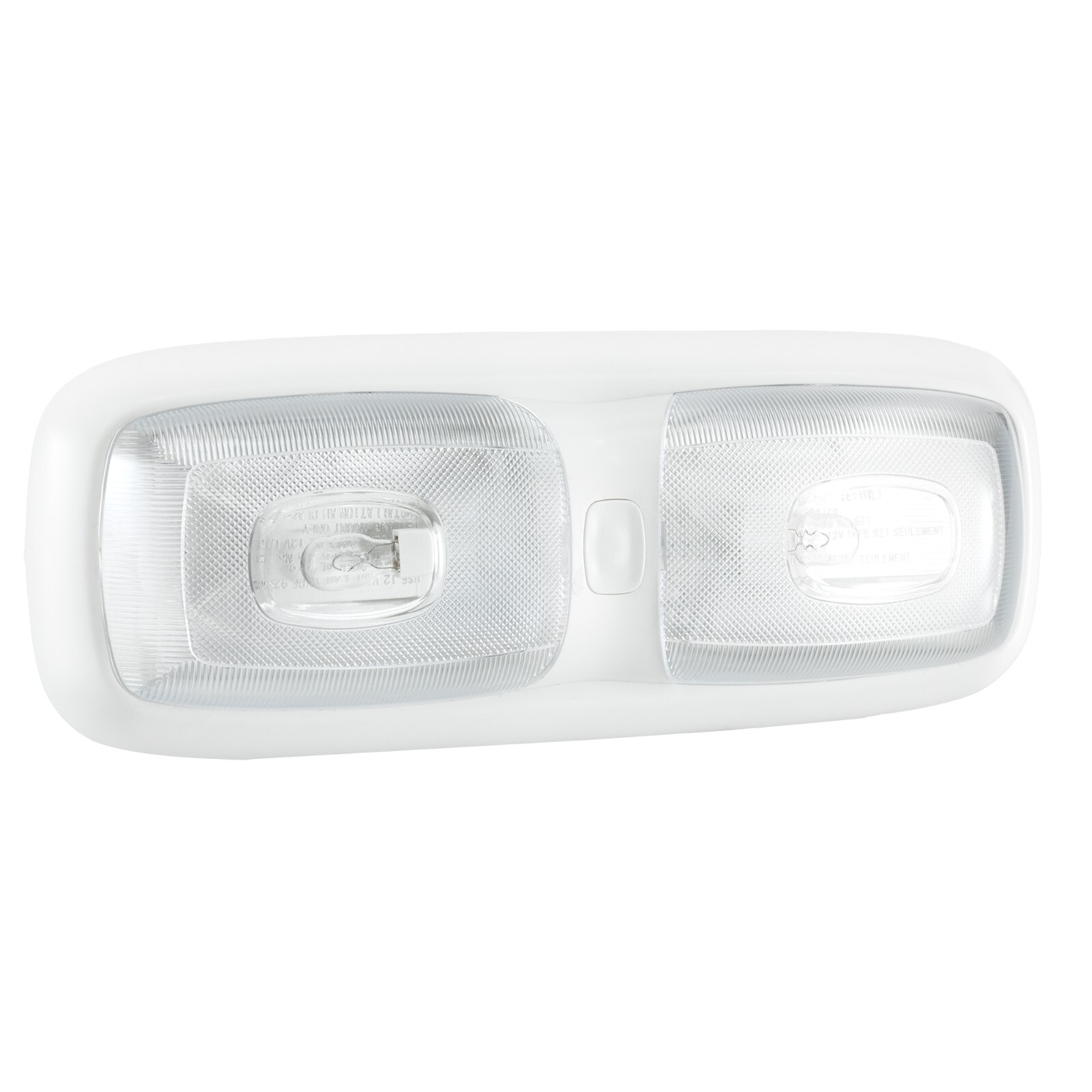 RecPro RV 12V White Pancake Double Dome Light | Ceiling Mount | No Switch