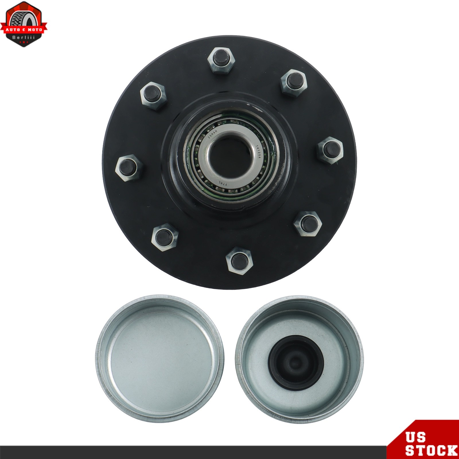 7000 lbs #42 Spindle 8 on 6.5″ Trailer Hub Kit 5/8 Pcs Pre-Greased&Pre-Assembled