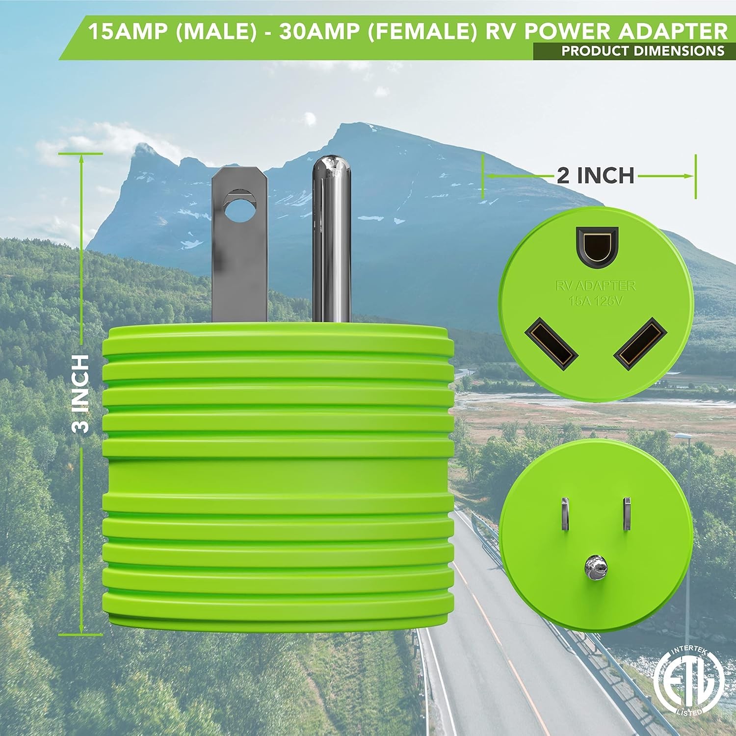 Power Adapter 3 prong 15 amp Male to 30 amp Female RV Camper Generator Plug O…
