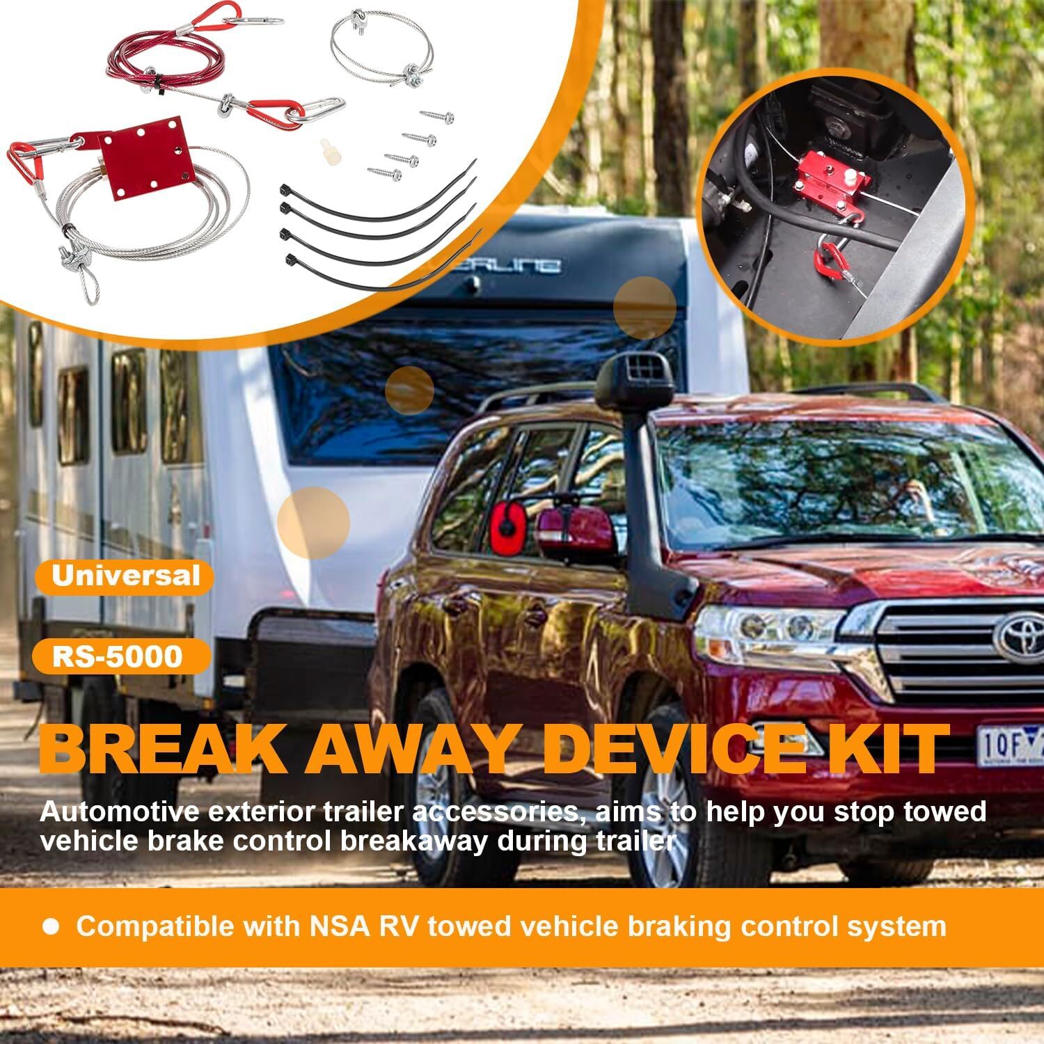 RS-5000 Ready Stop Break Away Device for NSA RV Towed Vehicle Braking Control