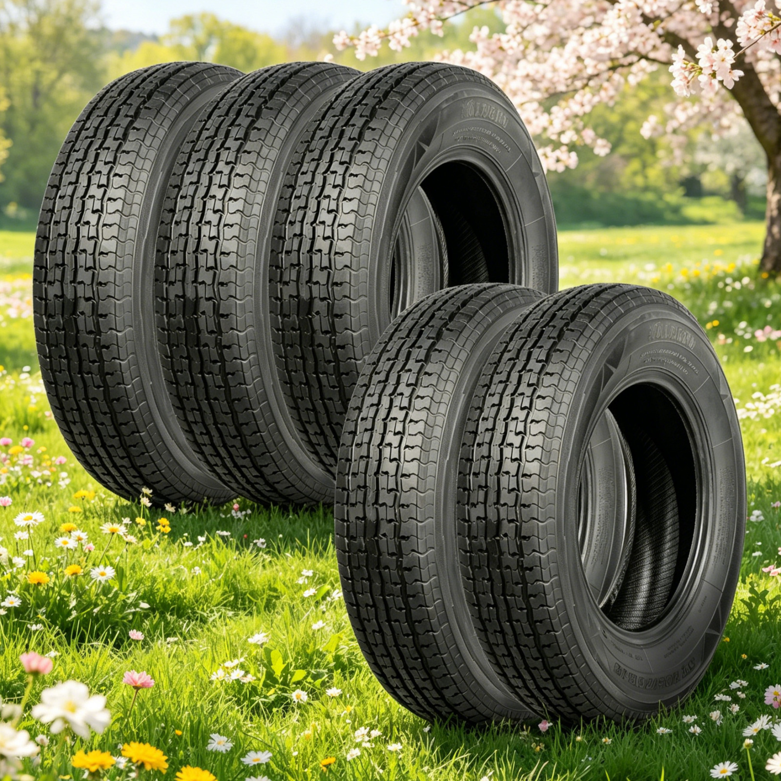 5-Pack ST205/75R15 Trailer Tires 205 75 15 Radial 8PR Tubeless Load D Universal