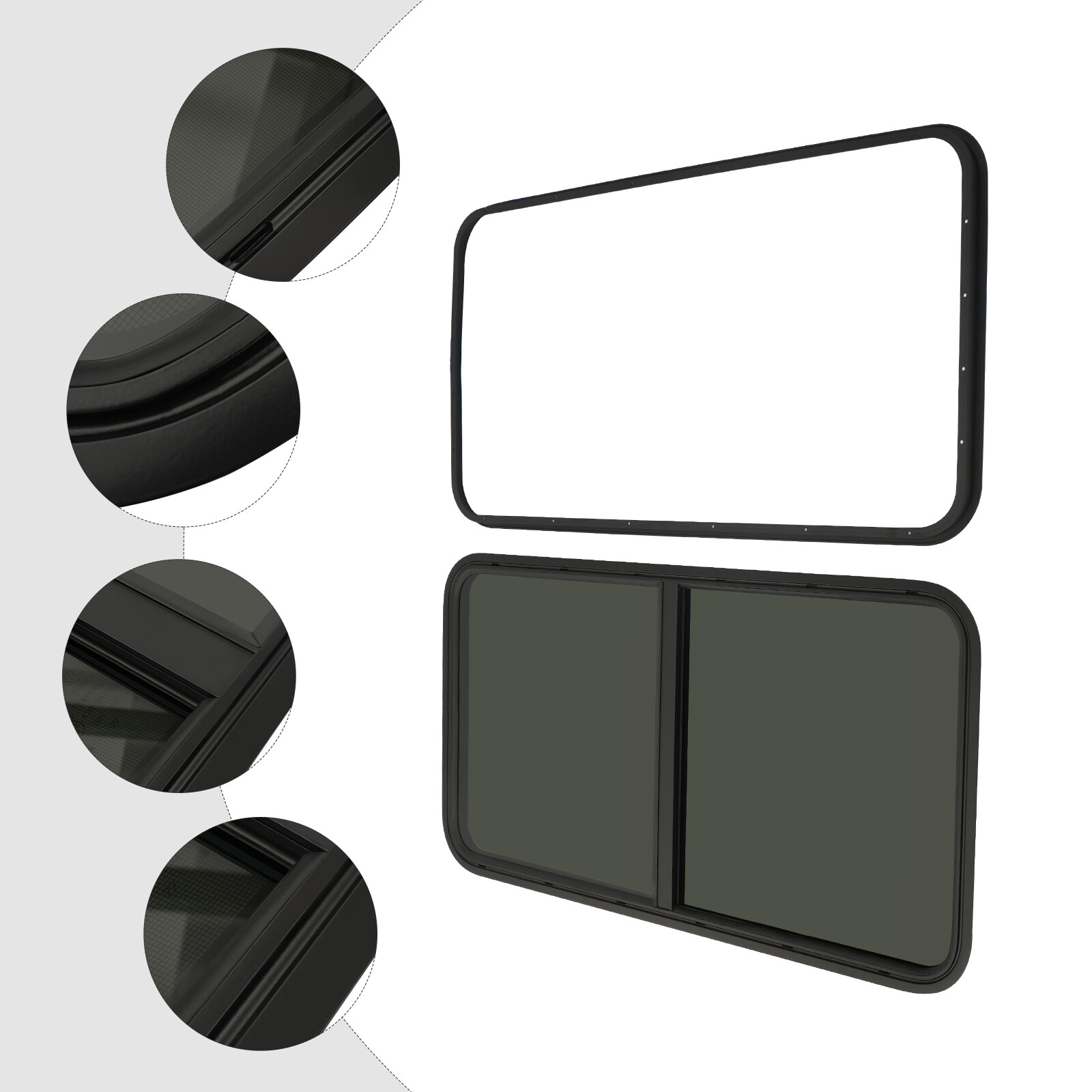 RV Window Horizontal Sliding Windows Multiple Wall Thicknesses Waterproof