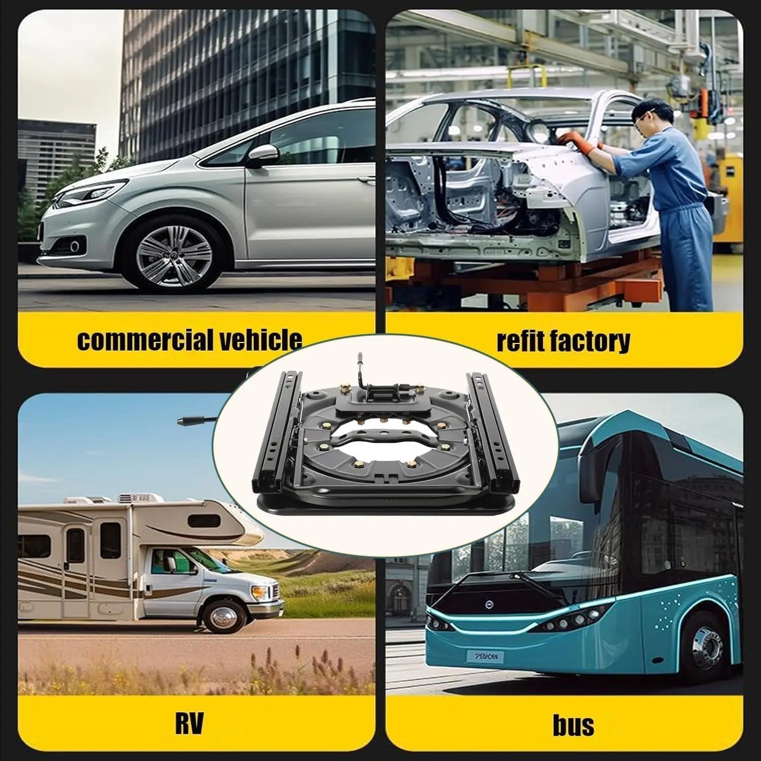 Universal Seat Swivel Base RV Camper 360° Turntable Upgraded With Sliding Rails