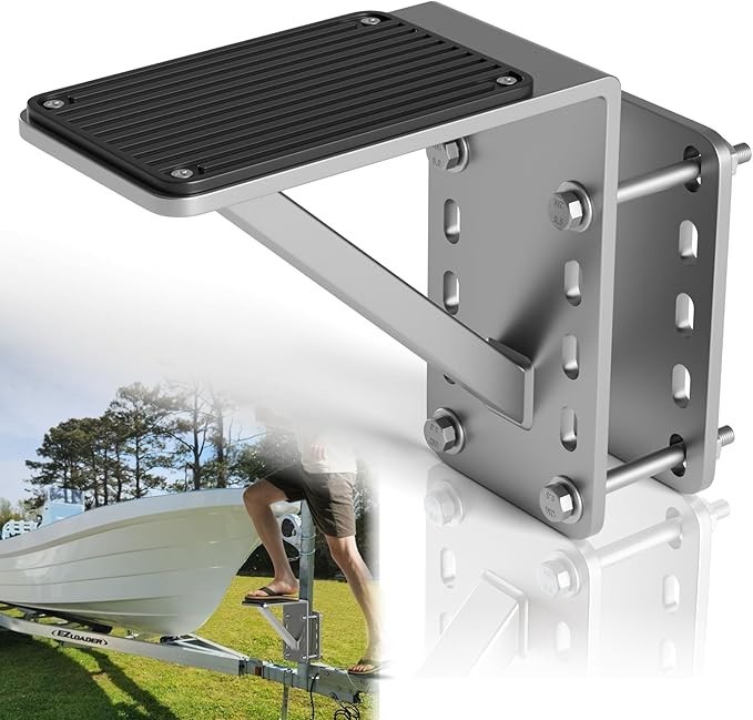 Non-Slip Rubber Trailer Step 300lb Max Load Boat Heavy Duty Alloy Steel Pad