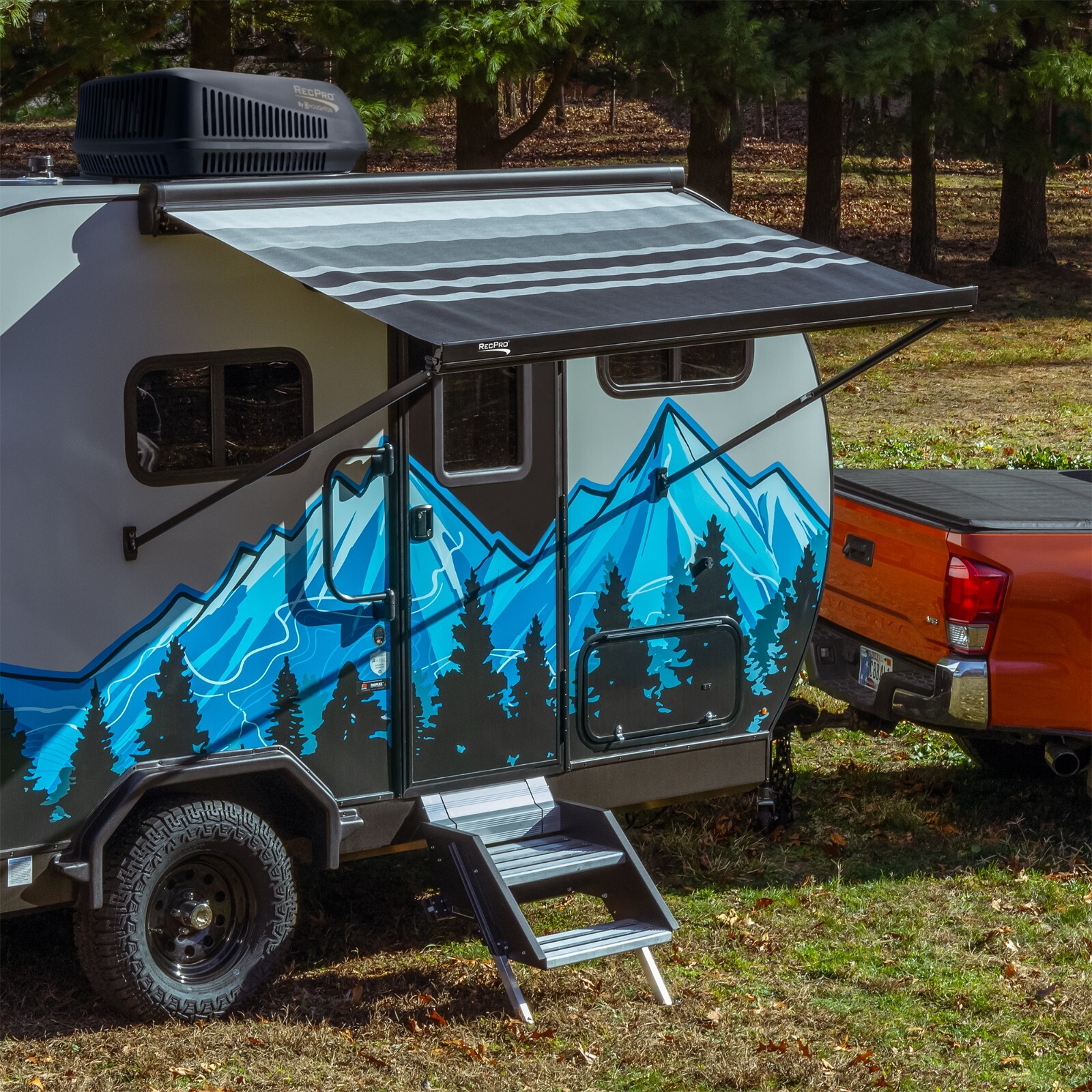 RecPro RV 7 Ft Manual Cassette Awning | Comes Pre-Assembled | Fits Most