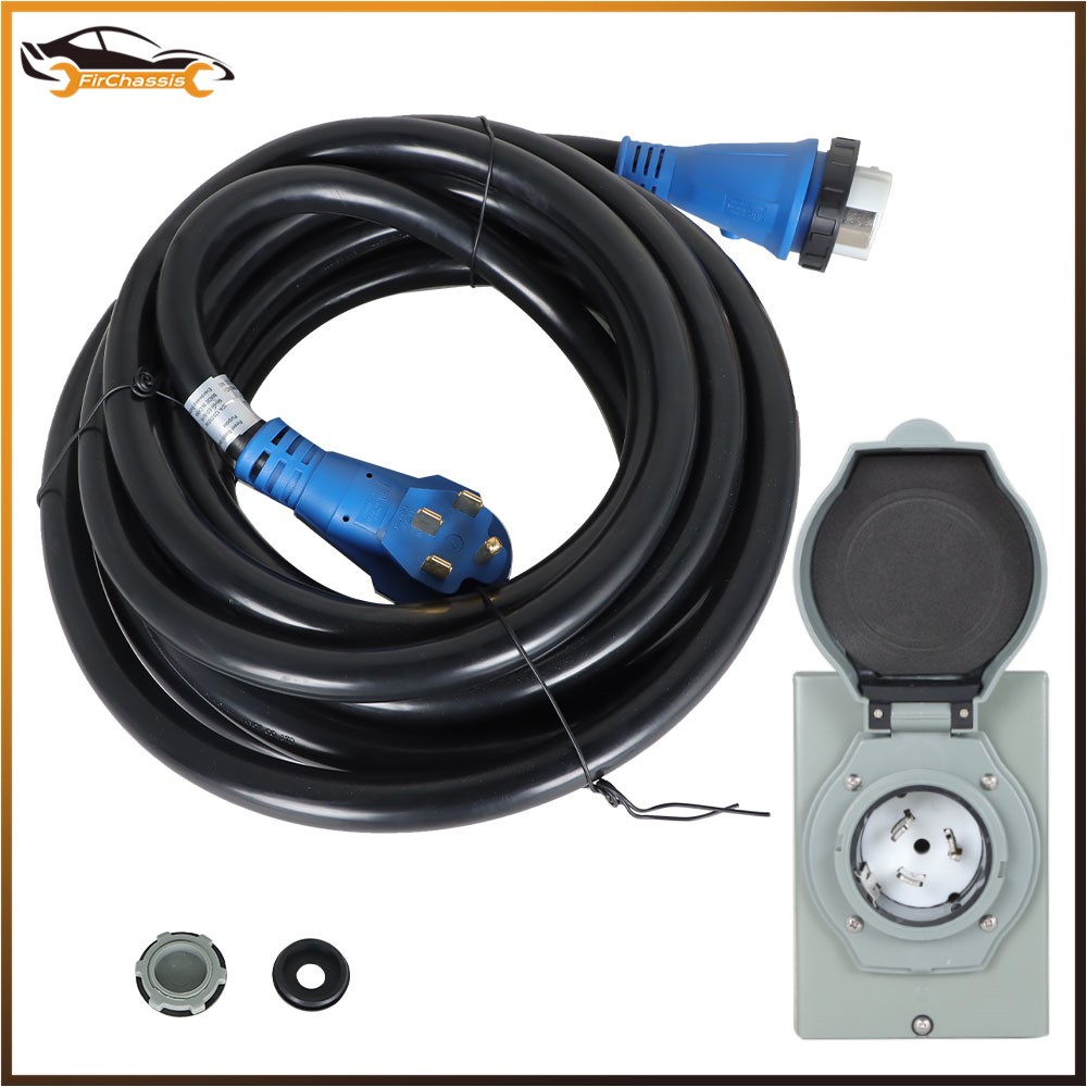 14-50P And 50 Amp 30ft Generator Extension Cord Power Inlet Box Power Combo Kit