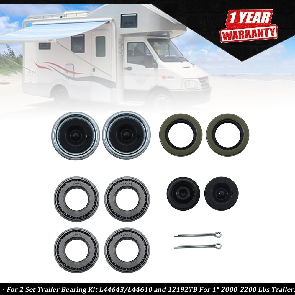 2 Set Trailer Bearing Kit L44643/L44610 and 12192TB For 1″ 2000-2200 Lbs Trailer
