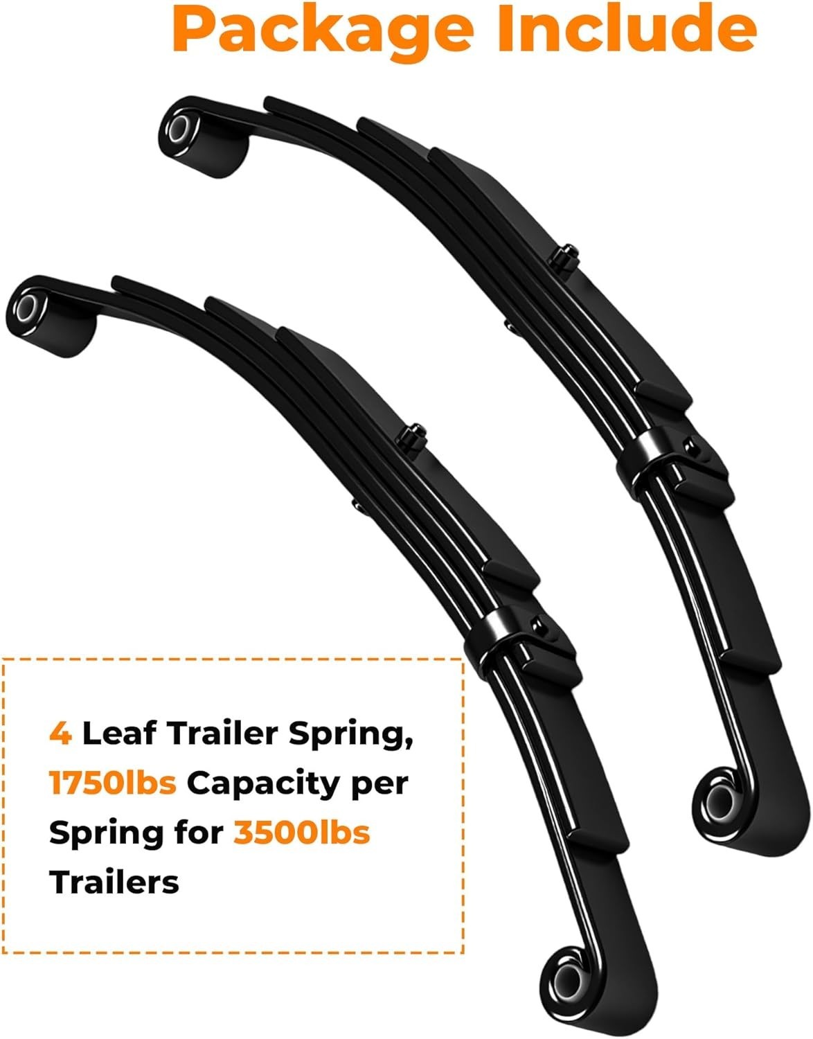 4 Leaf Springs 3500lbs Tandem Trailer Axle Suspension Kit U-Bolt & Hanger Kit