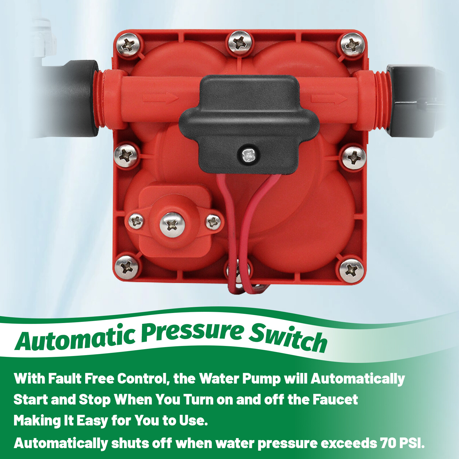 12V 6GPM Water Diaphragm Pump Self-Priming Pump High Pressure 70PSI for RV Boat