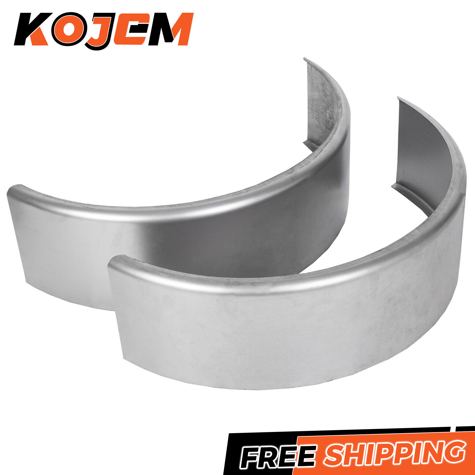 Pair of Steel Round Single Axle Trailer Fenders & Backs For 14″ 15” 16″ Wheel