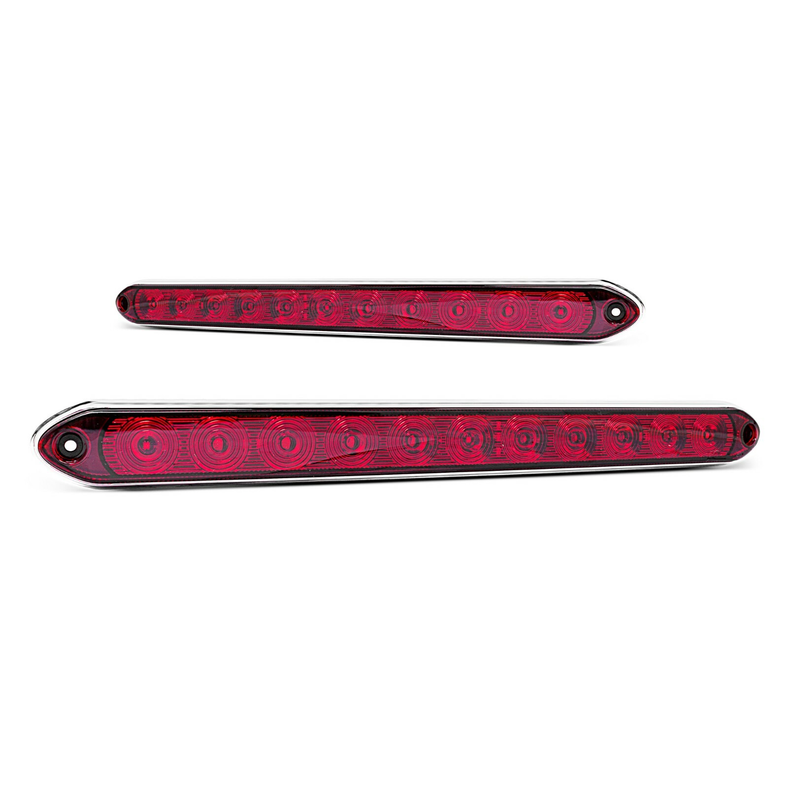 (2) 15″ 11 LED Trailer Stop, Tail, Turn Light Strips With Chrome Mounting Bases