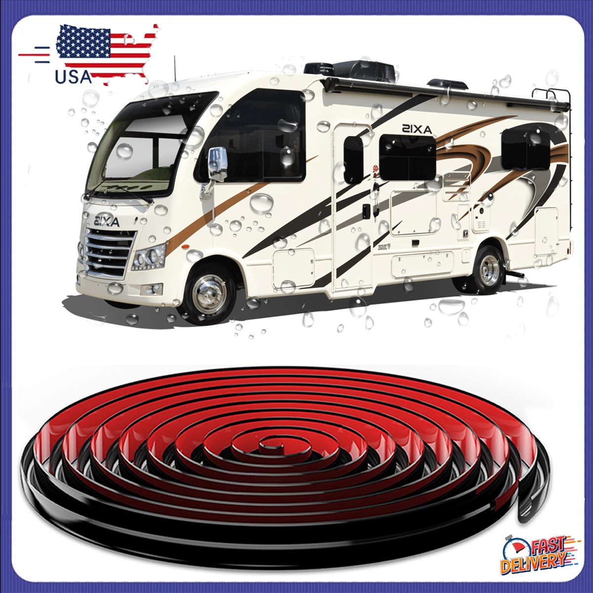 16Feet/4.9M RV Rain Gutter Plastic Drip Rail PVC Rain Strip Roof Rain J-Shaped