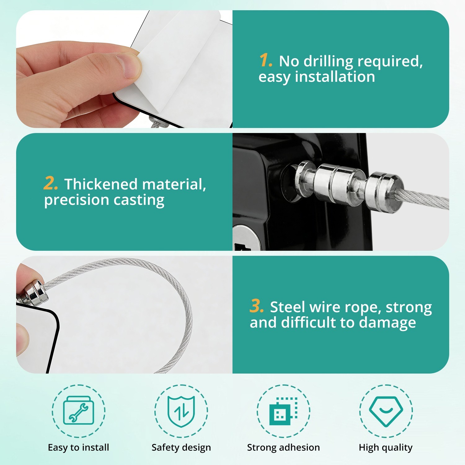2PCS Window Door Cable Restrictor Security Key Lock Wire Baby Child Safety
