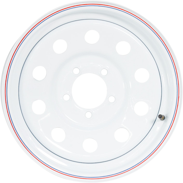 15×5 Trailer Wheel 5 lug on 5 White Mod Steel Trailer Rim with Pin Stripes